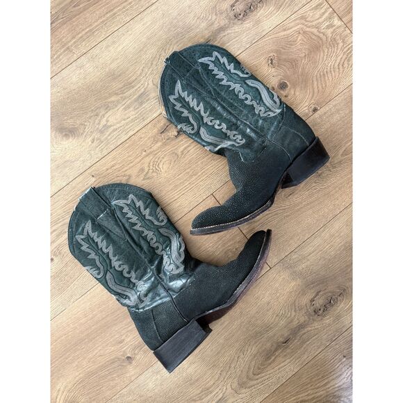 CORRECAMINOS 10.5 Cowboy Boots Exotic STINGRAY emerald green leather boot - Picture 3 of 11